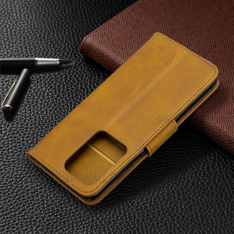 PU Leather Wallet Stand Case Cover for Samsung Galaxy S20 Ultra - Brown-5