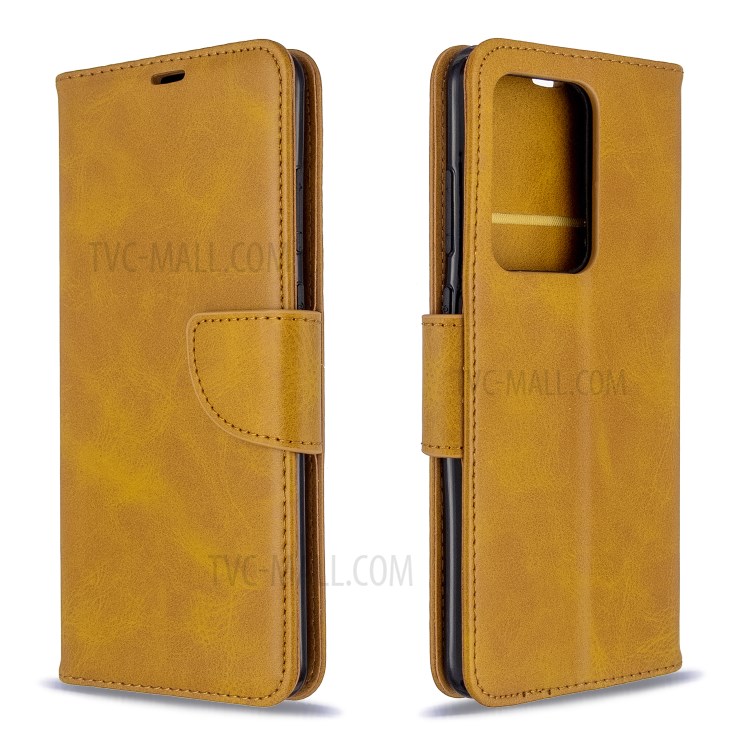 PU Leather Wallet Stand Case Cover for Samsung Galaxy S20 Ultra - Brown-9