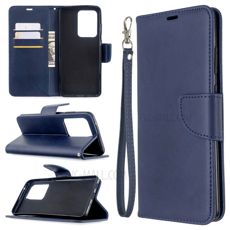 PU Leather Wallet Stand Case Cover for Samsung Galaxy S20 Ultra - Blue-1