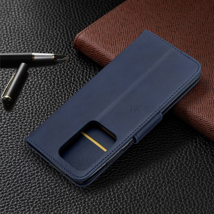 PU Leather Wallet Stand Case Cover for Samsung Galaxy S20 Ultra - Blue-5
