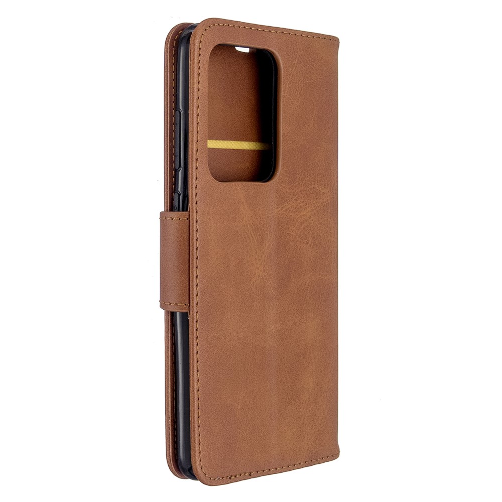 PU Leather Wallet Stand Case Cover for Samsung Galaxy S20 Ultra - Coffee-7