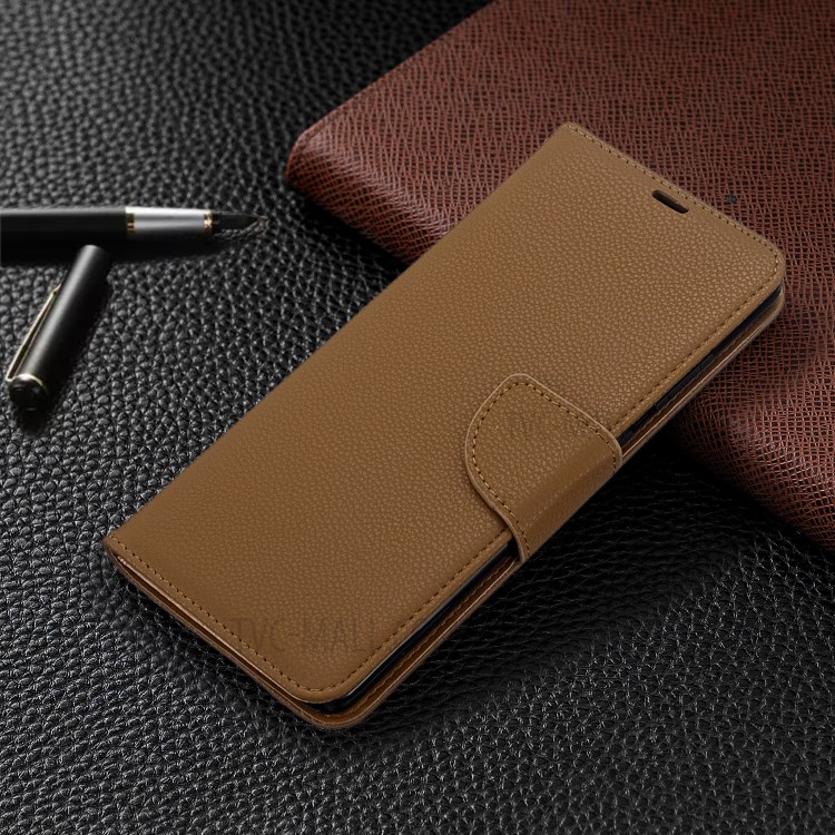 Litchi Skin Leather Wallet Stand Case for Samsung Galaxy S20 Ultra - Brown-4