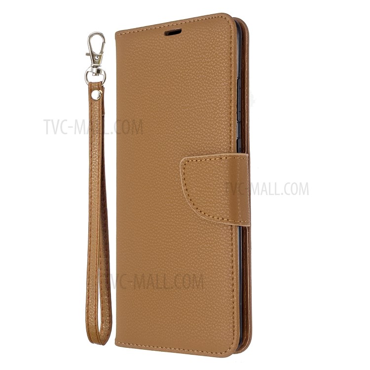Litchi Skin Leather Wallet Stand Case for Samsung Galaxy S20 Ultra - Brown-7