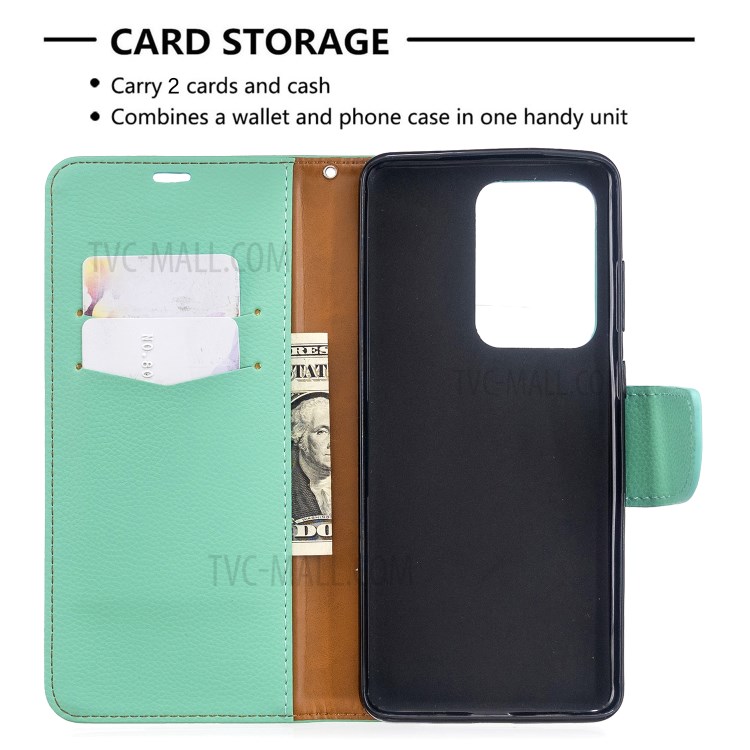 Litchi Skin Leather Wallet Stand Case for Samsung Galaxy S20 Ultra - Green-3