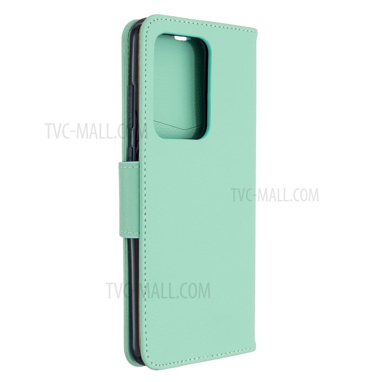 Litchi Skin Leather Wallet Stand Case for Samsung Galaxy S20 Ultra - Green-8