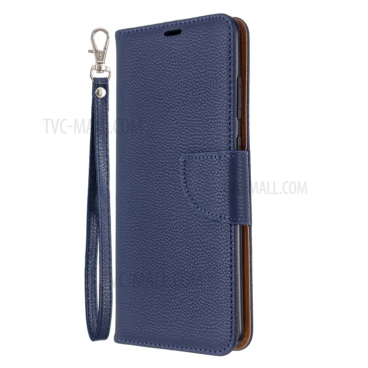 Litchi Skin Leather Wallet Stand Case for Samsung Galaxy S20 Ultra - Blue-7