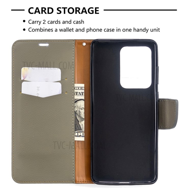 Litchi Skin Leather Wallet Stand Case for Samsung Galaxy S20 Ultra - Grey-3
