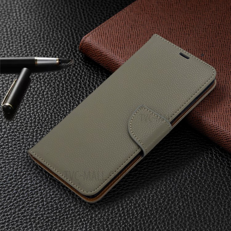 Litchi Skin Leather Wallet Stand Case for Samsung Galaxy S20 Ultra - Grey-4