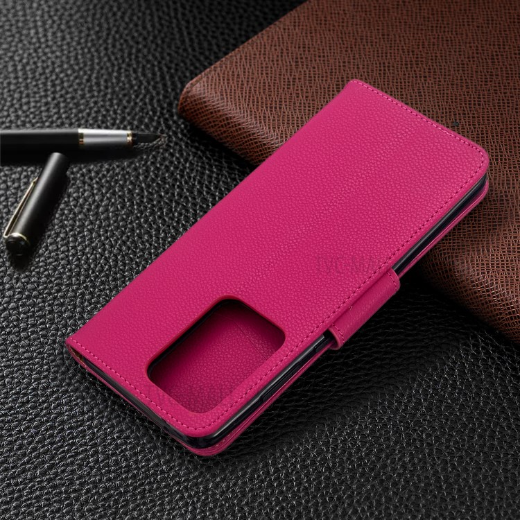 Litchi Skin Leather Wallet Stand Case for Samsung Galaxy S20 Ultra - Rose-5