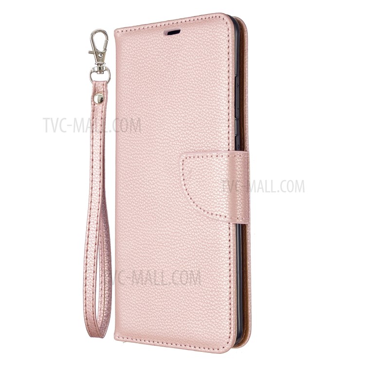 Litchi Skin Leather Wallet Stand Case for Samsung Galaxy S20 Ultra - Rose Gold-7