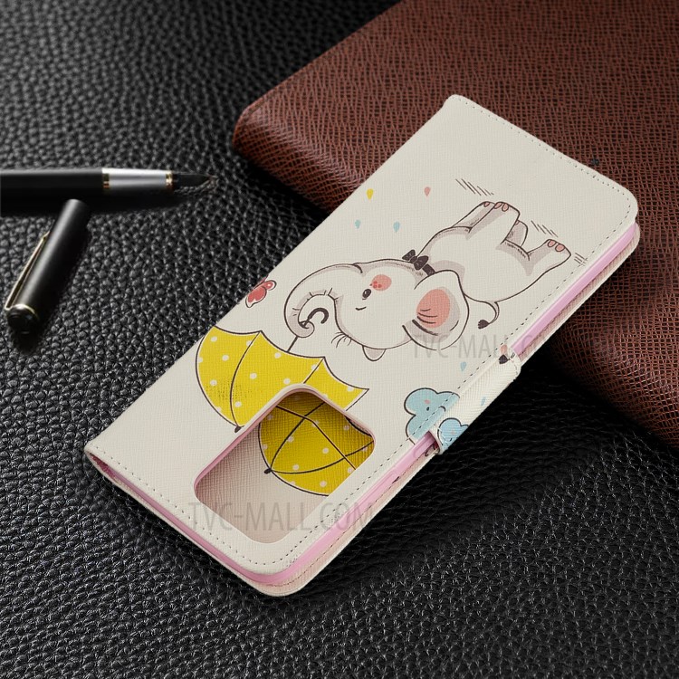 Pattern Printing Wallet Stand Flip Leather Case for Samsung Galaxy S20 Ultra - Elephant-5