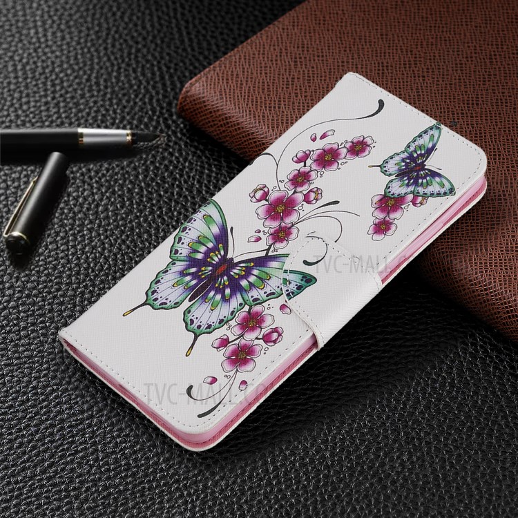 Pattern Printing Wallet Stand Flip Leather Case for Samsung Galaxy S20 Ultra - Flowers and Butterflies-4