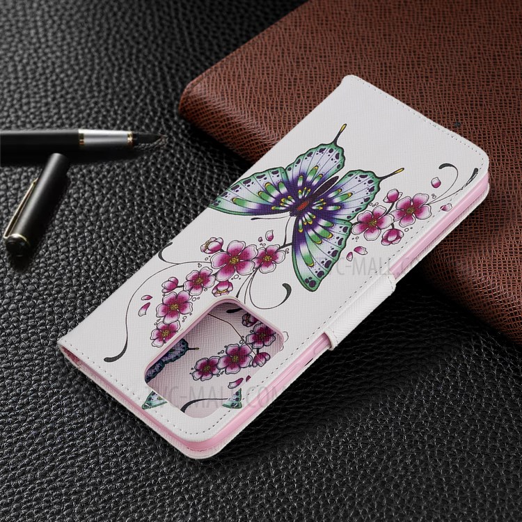 Pattern Printing Wallet Stand Flip Leather Case for Samsung Galaxy S20 Ultra - Flowers and Butterflies-5