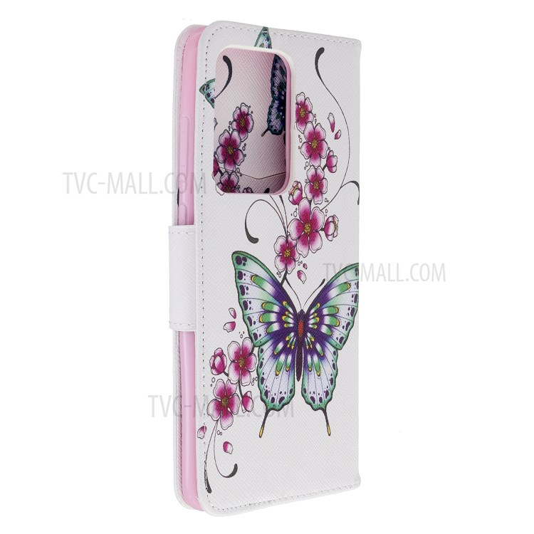 Pattern Printing Wallet Stand Flip Leather Case for Samsung Galaxy S20 Ultra - Flowers and Butterflies-7