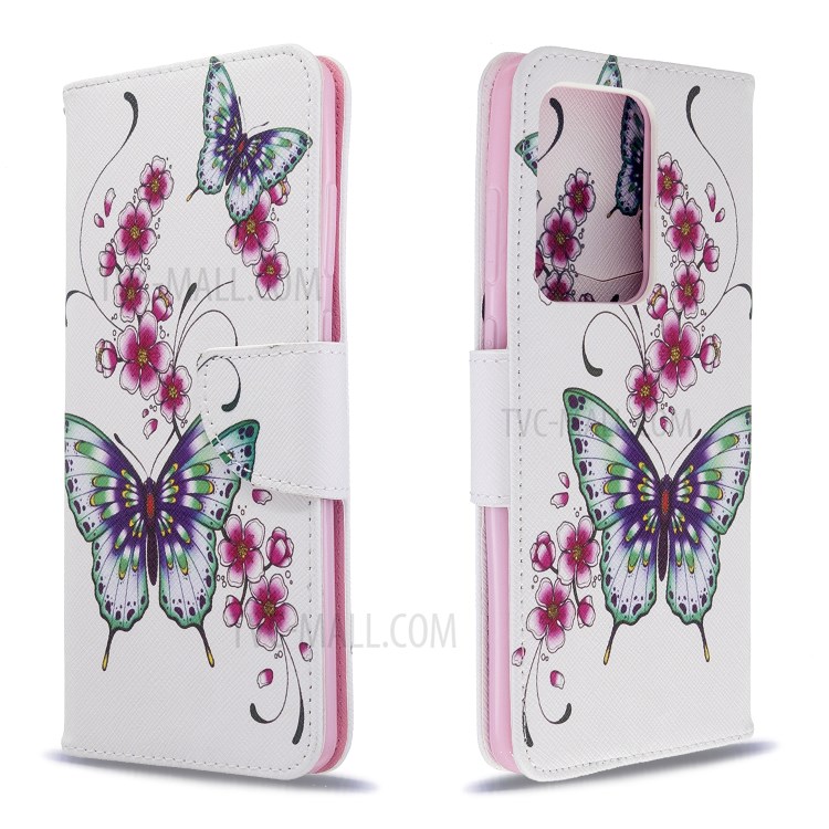 Pattern Printing Wallet Stand Flip Leather Case for Samsung Galaxy S20 Ultra - Flowers and Butterflies-8