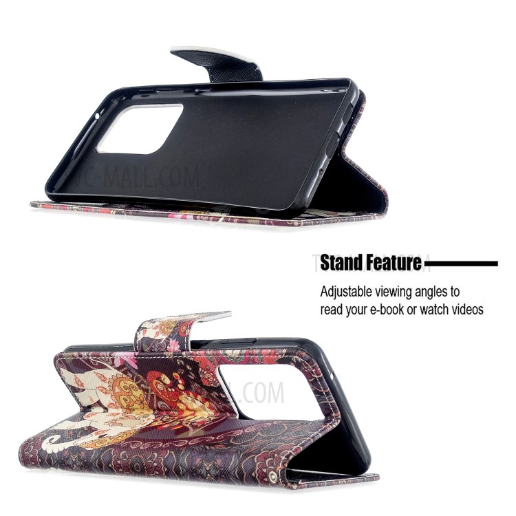 Pattern Printing Wallet Stand Flip Leather Case for Samsung Galaxy S20 Ultra - Malanda and Elephant-2