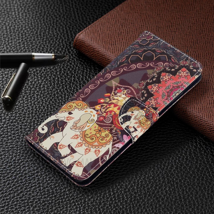 Pattern Printing Wallet Stand Flip Leather Case for Samsung Galaxy S20 Ultra - Malanda and Elephant-4