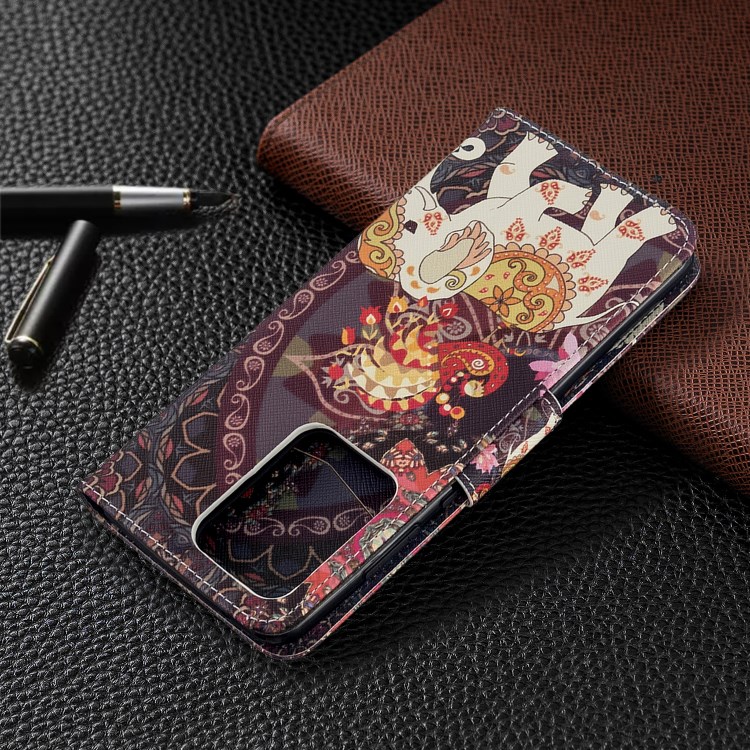 Pattern Printing Wallet Stand Flip Leather Case for Samsung Galaxy S20 Ultra - Malanda and Elephant-5