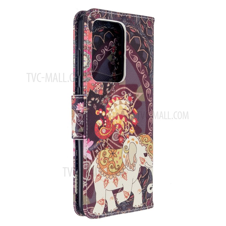 Pattern Printing Wallet Stand Flip Leather Case for Samsung Galaxy S20 Ultra - Malanda and Elephant-7