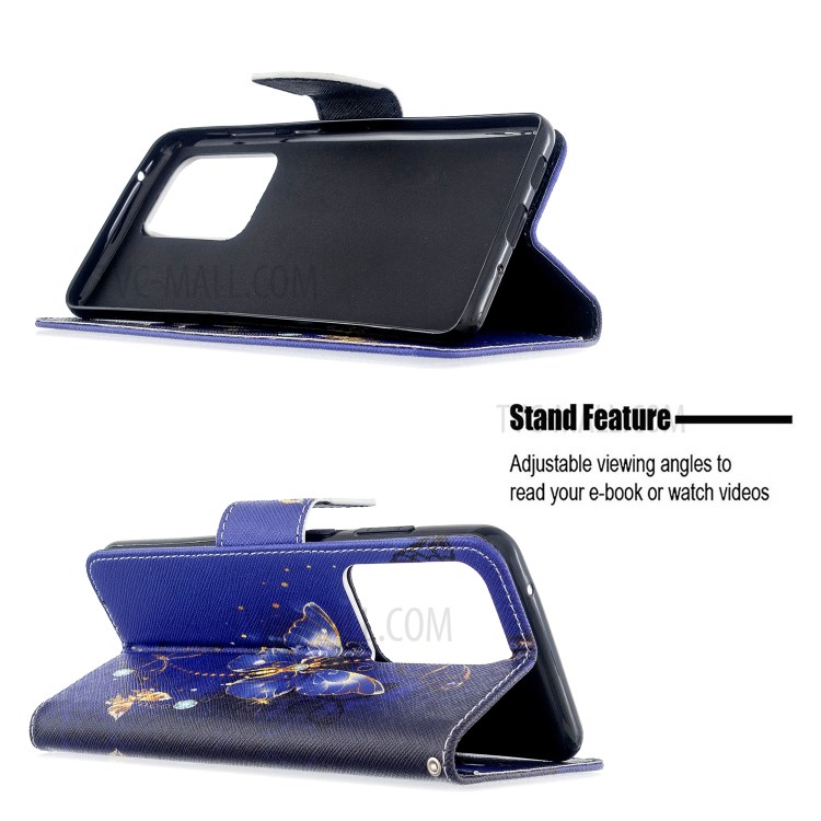 Pattern Printing Wallet Stand Flip Leather Case for Samsung Galaxy S20 Ultra - Crystal Butterflies-2