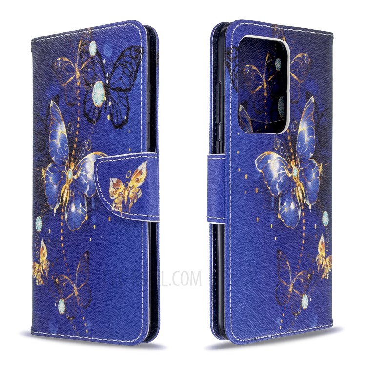 Pattern Printing Wallet Stand Flip Leather Case for Samsung Galaxy S20 Ultra - Crystal Butterflies-8
