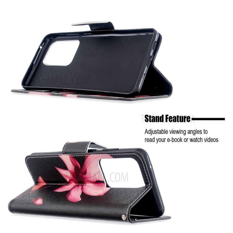 Pattern Printing Wallet Stand Flip Leather Case for Samsung Galaxy S20 Ultra - Red Flowers-2