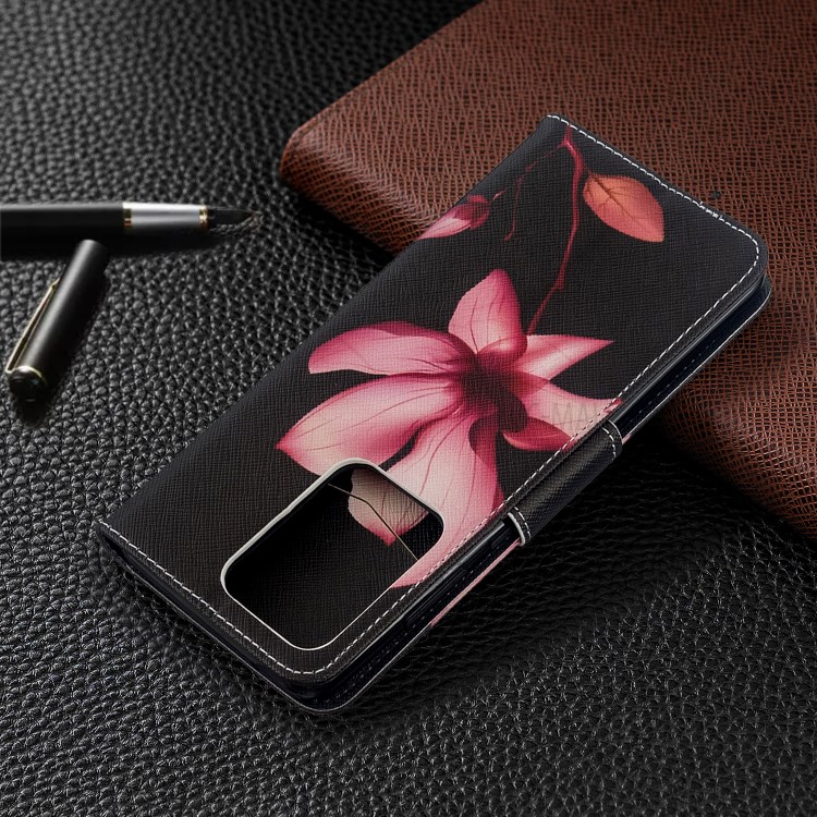 Pattern Printing Wallet Stand Flip Leather Case for Samsung Galaxy S20 Ultra - Red Flowers-5