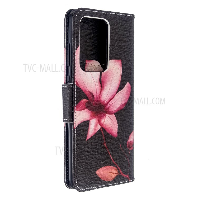 Pattern Printing Wallet Stand Flip Leather Case for Samsung Galaxy S20 Ultra - Red Flowers-7