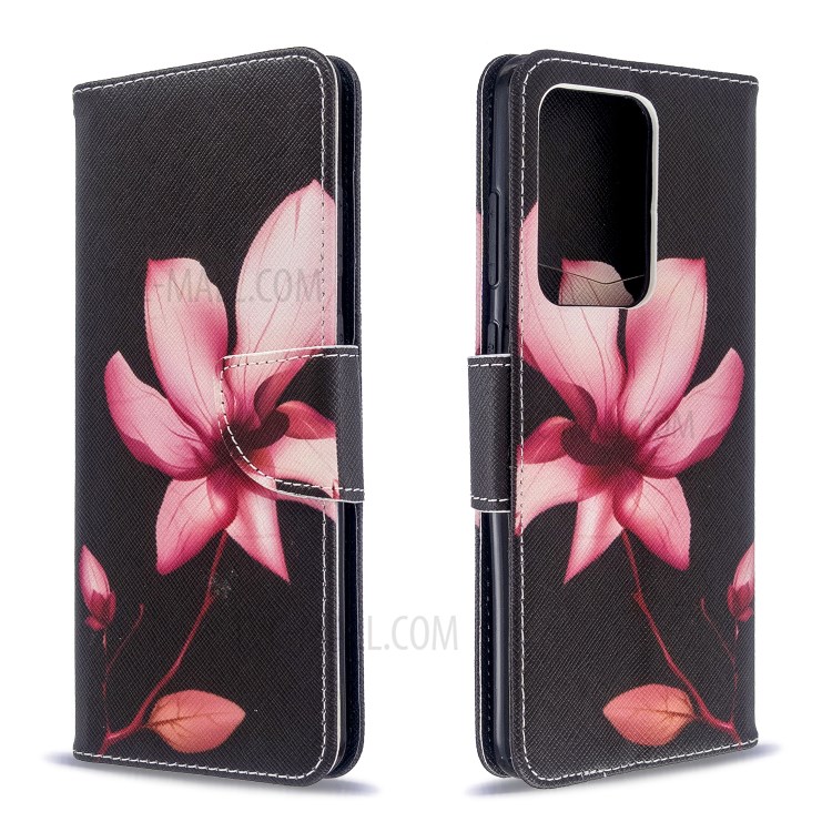 Pattern Printing Wallet Stand Flip Leather Case for Samsung Galaxy S20 Ultra - Red Flowers-8