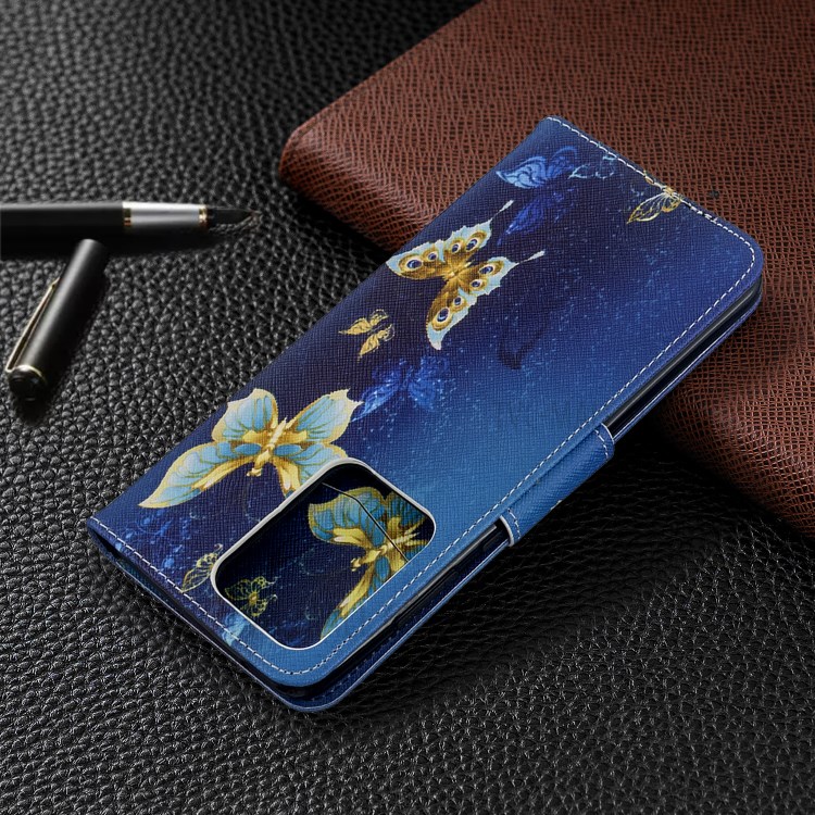 Pattern Printing Wallet Stand Flip Leather Case for Samsung Galaxy S20 Ultra - Metal Butterflies-5