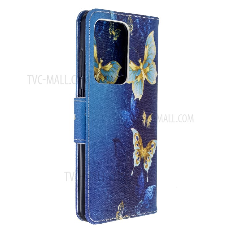 Pattern Printing Wallet Stand Flip Leather Case for Samsung Galaxy S20 Ultra - Metal Butterflies-7