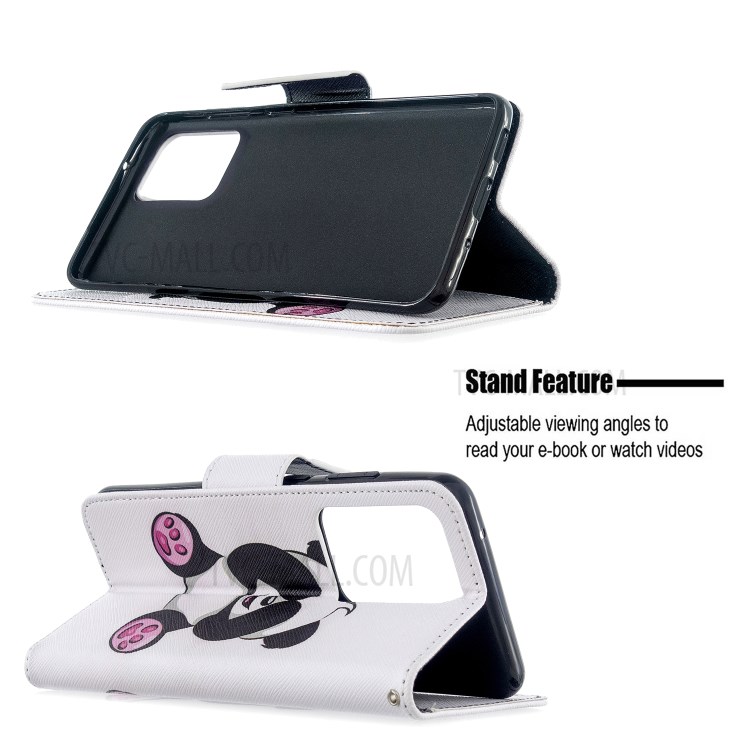 Pattern Printing Wallet Stand Flip Leather Case for Samsung Galaxy S20 Ultra - Baby Panda-2