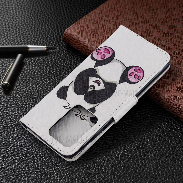Pattern Printing Wallet Stand Flip Leather Case for Samsung Galaxy S20 Ultra - Baby Panda-5