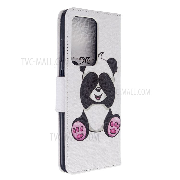 Pattern Printing Wallet Stand Flip Leather Case for Samsung Galaxy S20 Ultra - Baby Panda-7