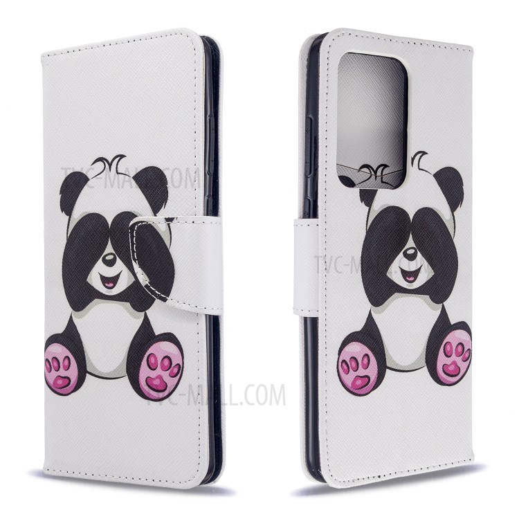 Pattern Printing Wallet Stand Flip Leather Case for Samsung Galaxy S20 Ultra - Baby Panda-8