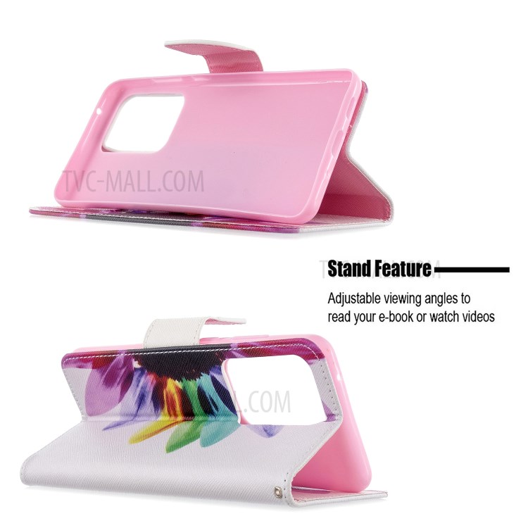 Pattern Printing Leather Wallet Protective Case for Samsung Galaxy S20 Ultra - Colorful Petal-2
