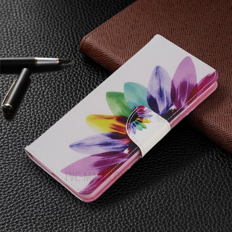 Pattern Printing Leather Wallet Protective Case for Samsung Galaxy S20 Ultra - Colorful Petal-4