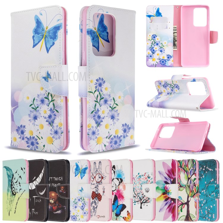 Pattern Printing Leather Wallet Protective Case for Samsung Galaxy S20 Ultra - Colorful Petal-9