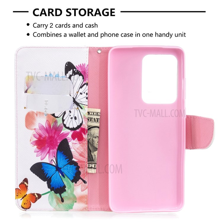 Pattern Printing Leather Wallet Protective Case for Samsung Galaxy S20 Ultra - Butterflies-3