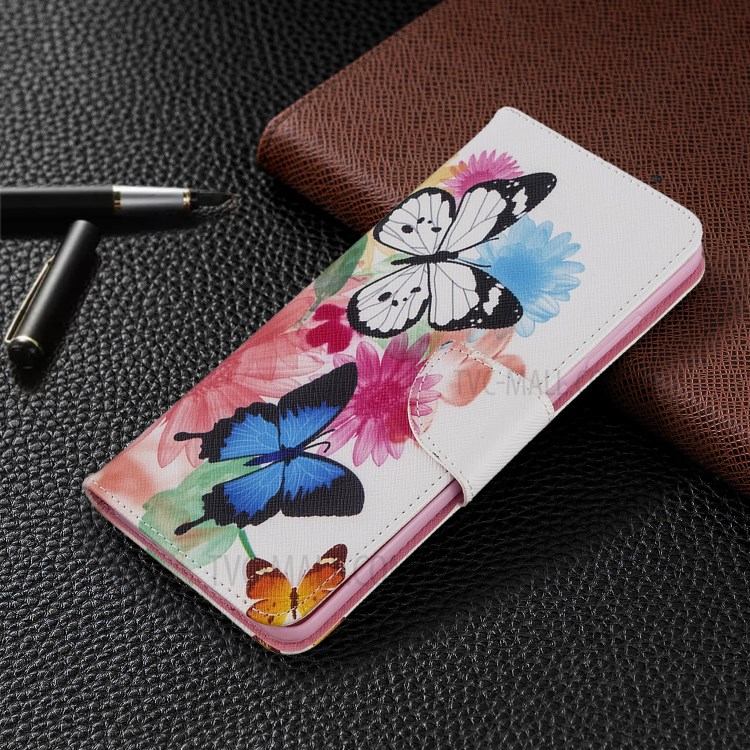 Pattern Printing Leather Wallet Protective Case for Samsung Galaxy S20 Ultra - Butterflies-4