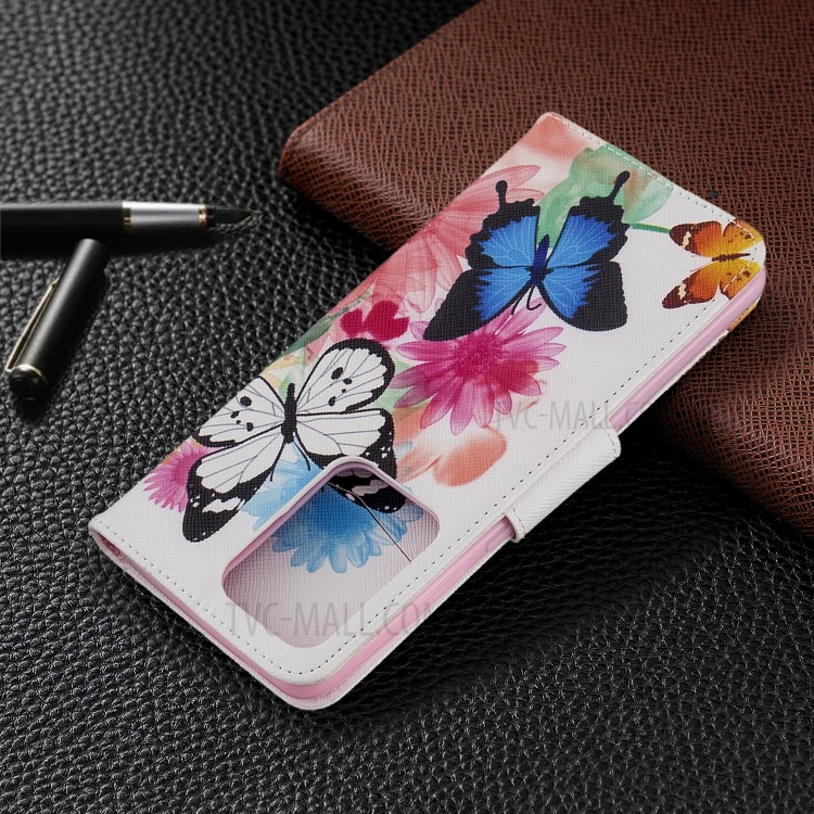 Pattern Printing Leather Wallet Protective Case for Samsung Galaxy S20 Ultra - Butterflies-5