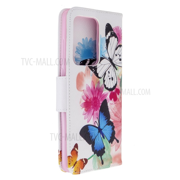 Pattern Printing Leather Wallet Protective Case for Samsung Galaxy S20 Ultra - Butterflies-7