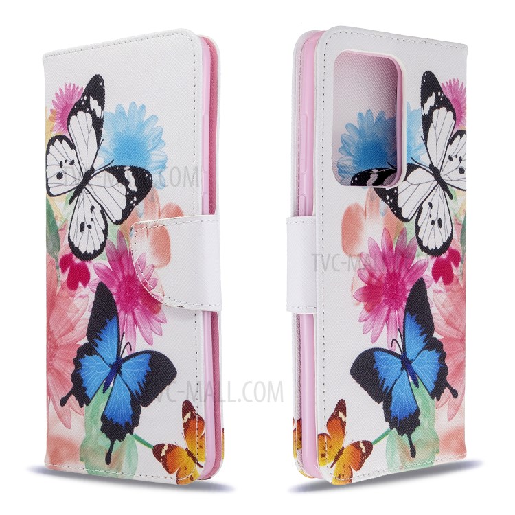 Pattern Printing Leather Wallet Protective Case for Samsung Galaxy S20 Ultra - Butterflies-8
