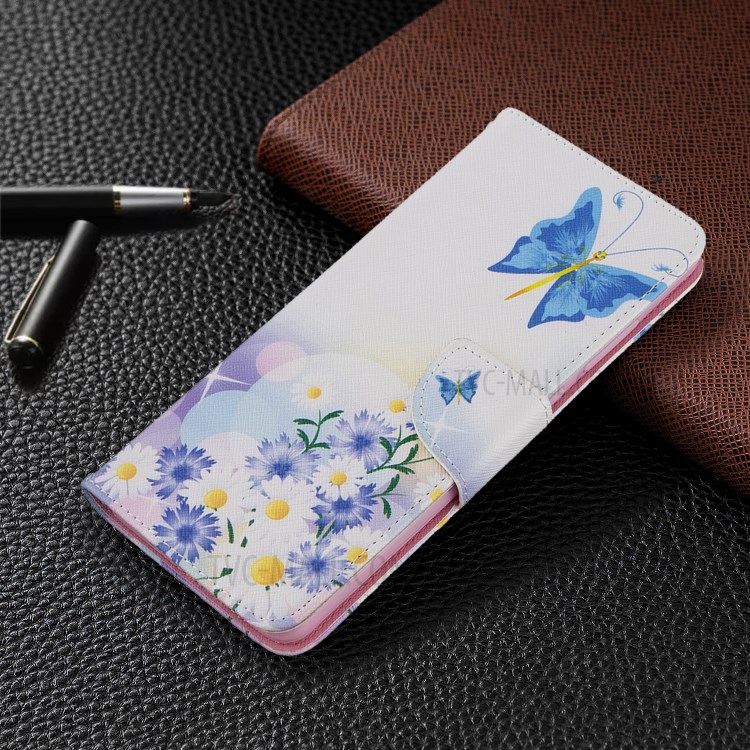 Pattern Printing Leather Wallet Protective Case for Samsung Galaxy S20 Ultra - Butterfly and Flowers-4