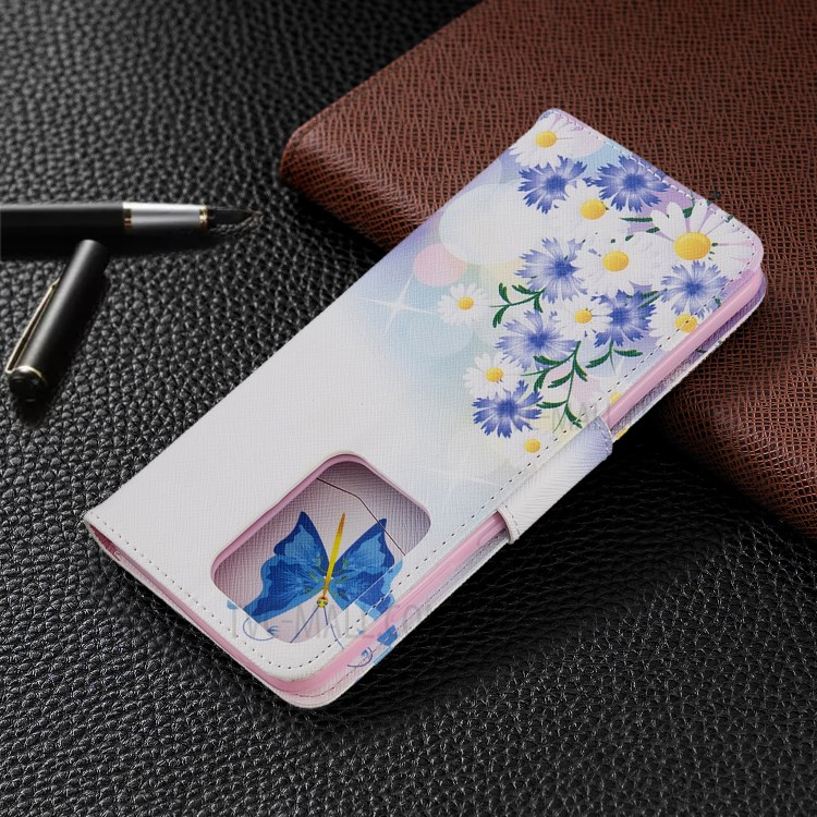 Pattern Printing Leather Wallet Protective Case for Samsung Galaxy S20 Ultra - Butterfly and Flowers-5
