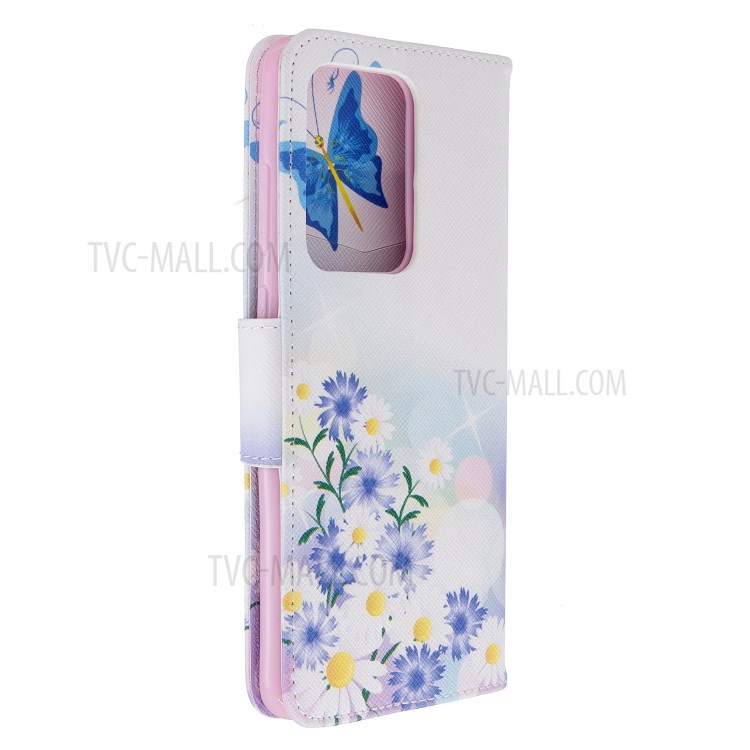 Pattern Printing Leather Wallet Protective Case for Samsung Galaxy S20 Ultra - Butterfly and Flowers-6