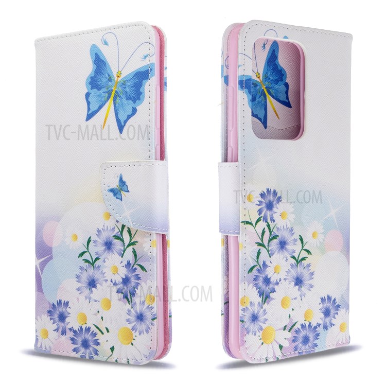 Pattern Printing Leather Wallet Protective Case for Samsung Galaxy S20 Ultra - Butterfly and Flowers-7