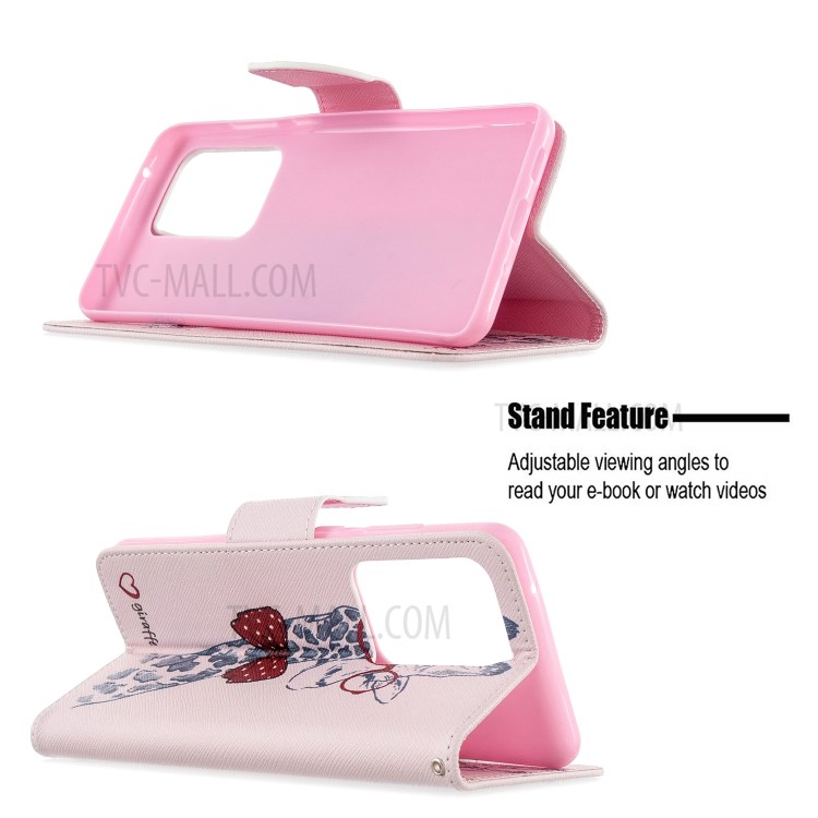 Pattern Printing Leather Wallet Protective Case for Samsung Galaxy S20 Ultra - Giraffe-3