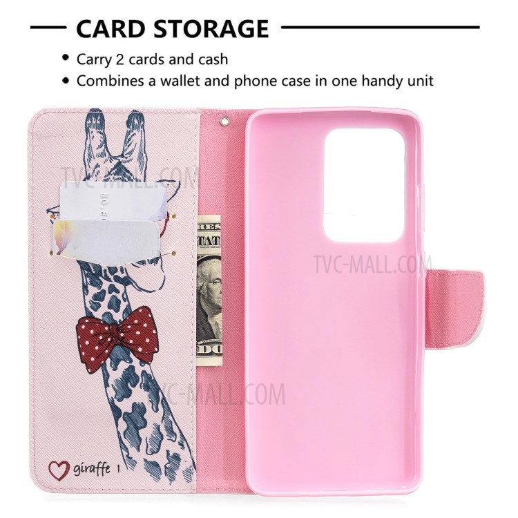 Pattern Printing Leather Wallet Protective Case for Samsung Galaxy S20 Ultra - Giraffe-4