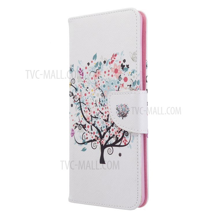 Pattern Printing Leather Wallet Protective Case for Samsung Galaxy S20 Ultra - Flower Tree-6